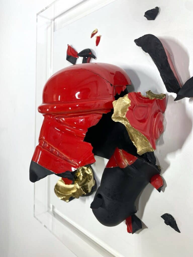 red shogun”,, scultura ceramica tecnica mista, cm 50x50x50, 2024 (disponibile)