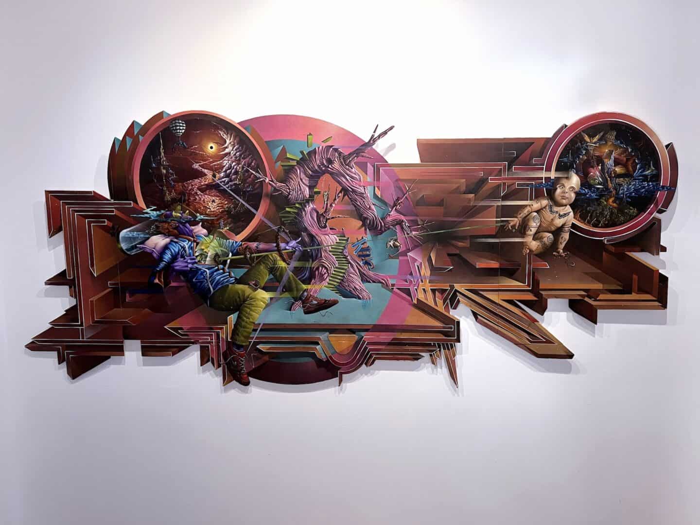 titolo: l'elastico olio e spray su legno sagomato data 2016