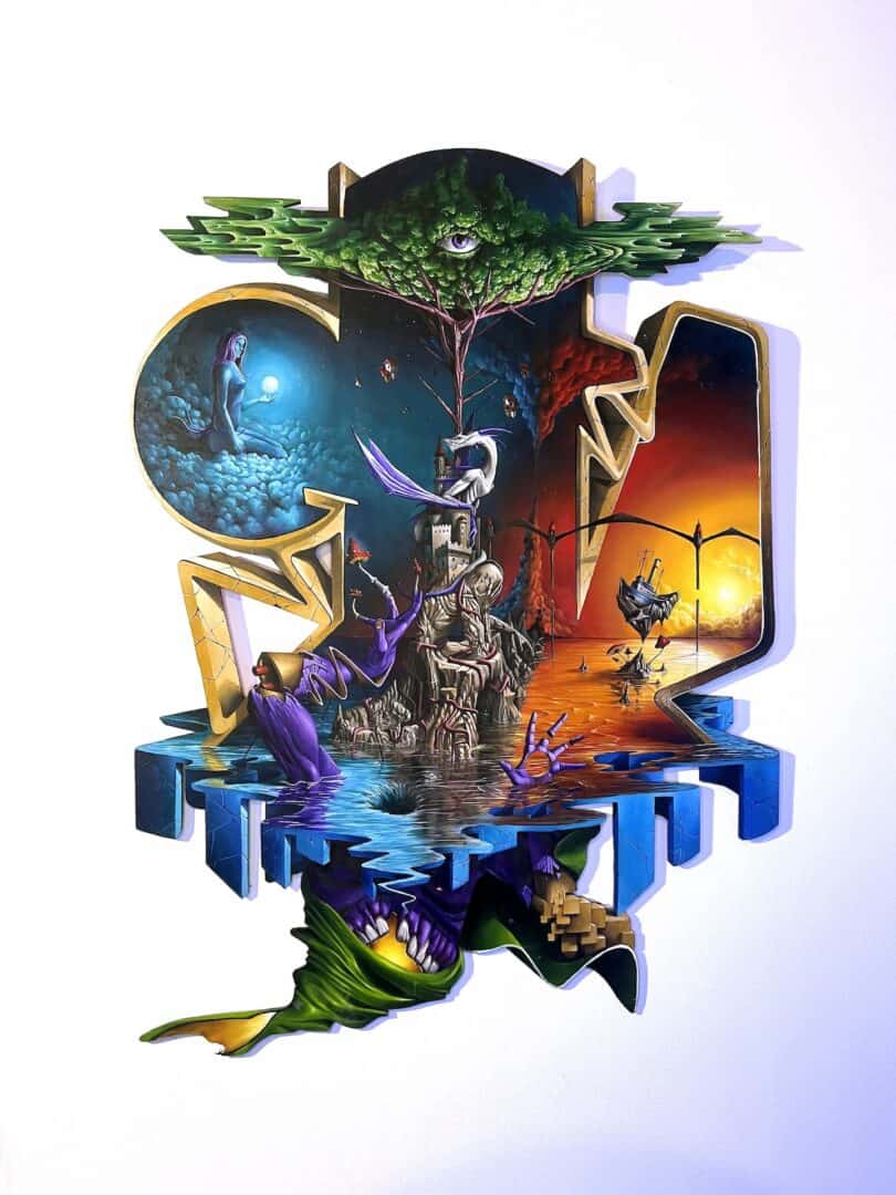 titolo: sangue di drago olio su legno 80 cm x 107 cm data 2020